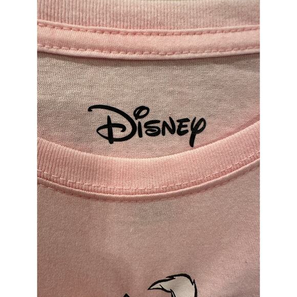 NWOT Disney Marie Cat Lady Vintage Aristocats Paris Cropped Pink Pastel Tee Sz L - Picture 3 of 5